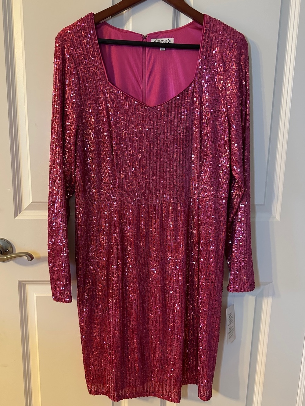 Nanette Lepore NWT Berry Pink Sequin Cocktail Dress Holiday Party Size 14